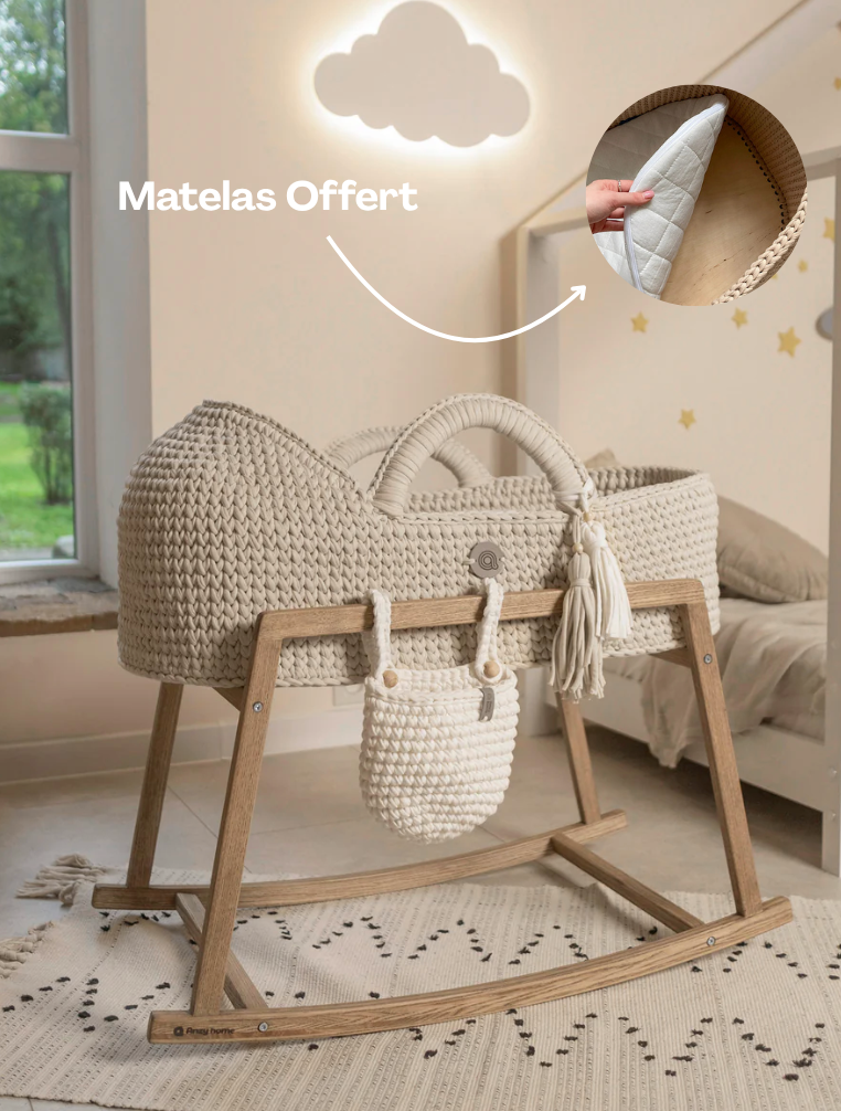 Couffin pour bébé en osier ( Matelas Offert)